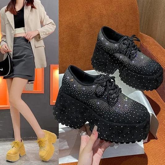 Saboor store Women's Fashion Starry Rhinestone Platfo Women's Fashion Starry Rhinestone Platform Low-top Shoes