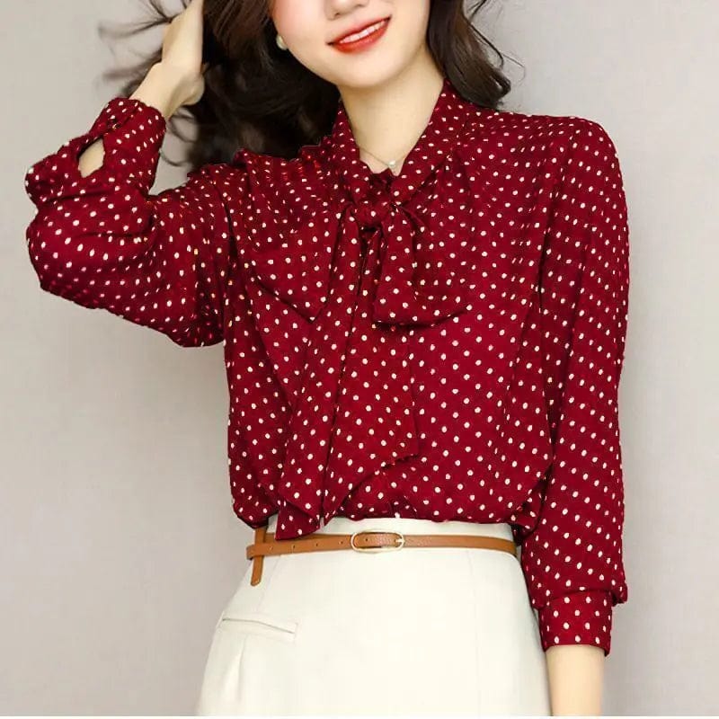 Saboor store  Women's Fashionable Polka Dot Shirt Casual Top