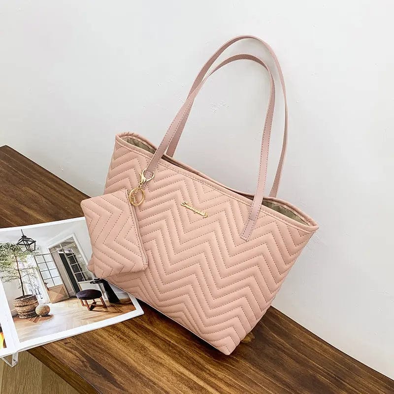 Saboor store Women's Fashionable Wave Pattern Diamond Pink Women's Fashionable Wave Pattern Diamond Plaid Embroidered Shoulder Bag