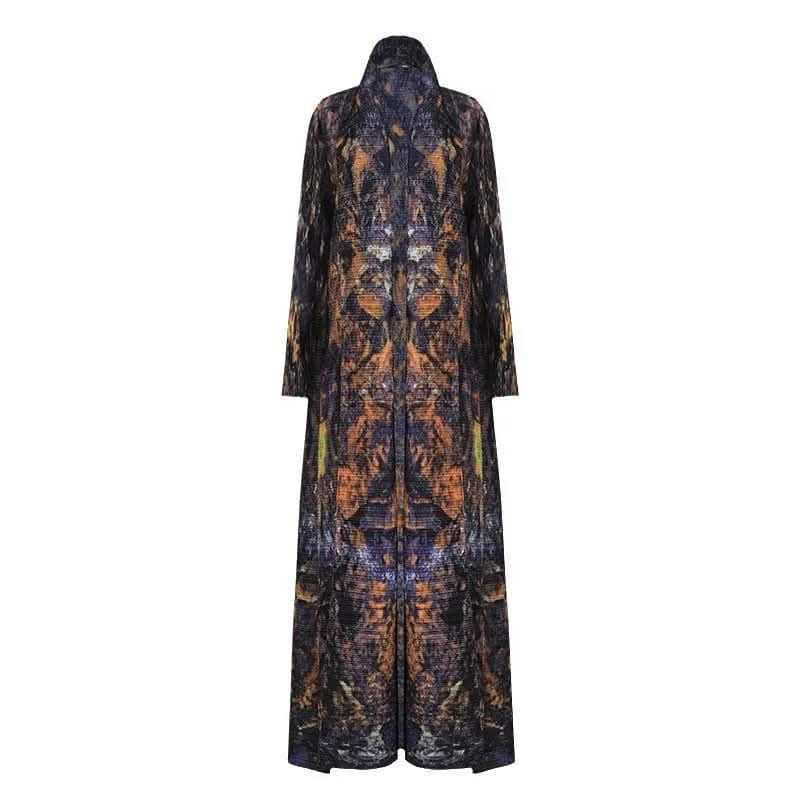 Saboor store  Women's Long-sleeved Cardigan Printed Dress