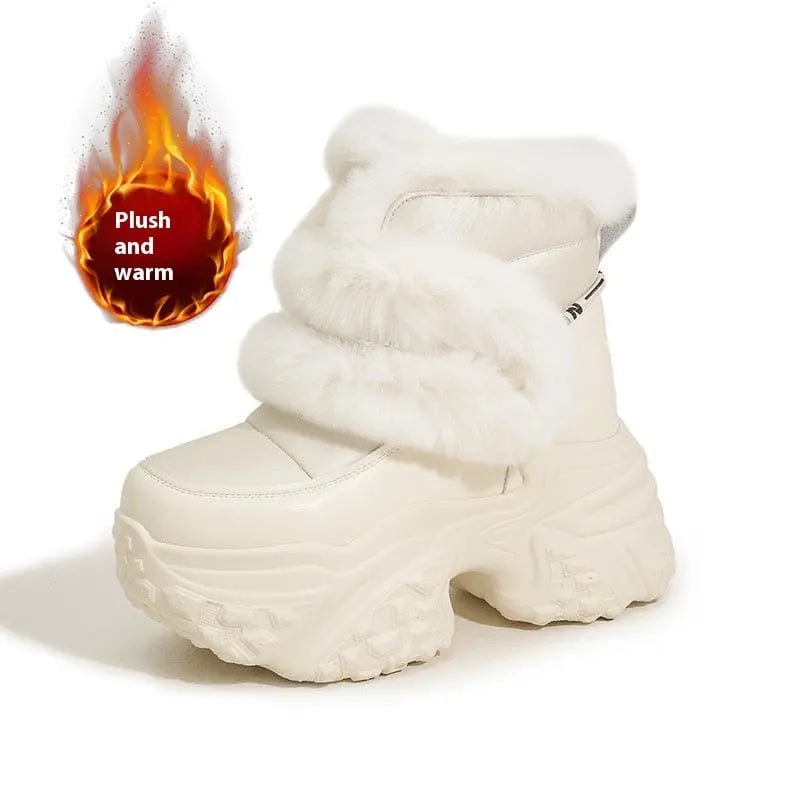 Saboor store Women's Muffin Thick-soled Fur Plus Velv Pearl White / 34 Women's Muffin Thick-soled Fur Plus Velvet Snow Boots