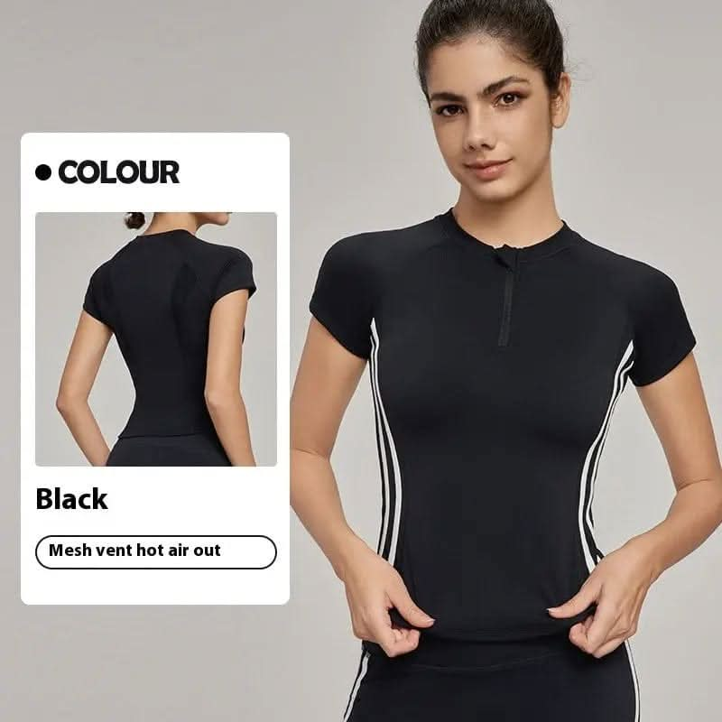 Saboor store  Yoga Top Black / L Yoga Clothes Short-sleeved Top High-grade Summer Slim Fit