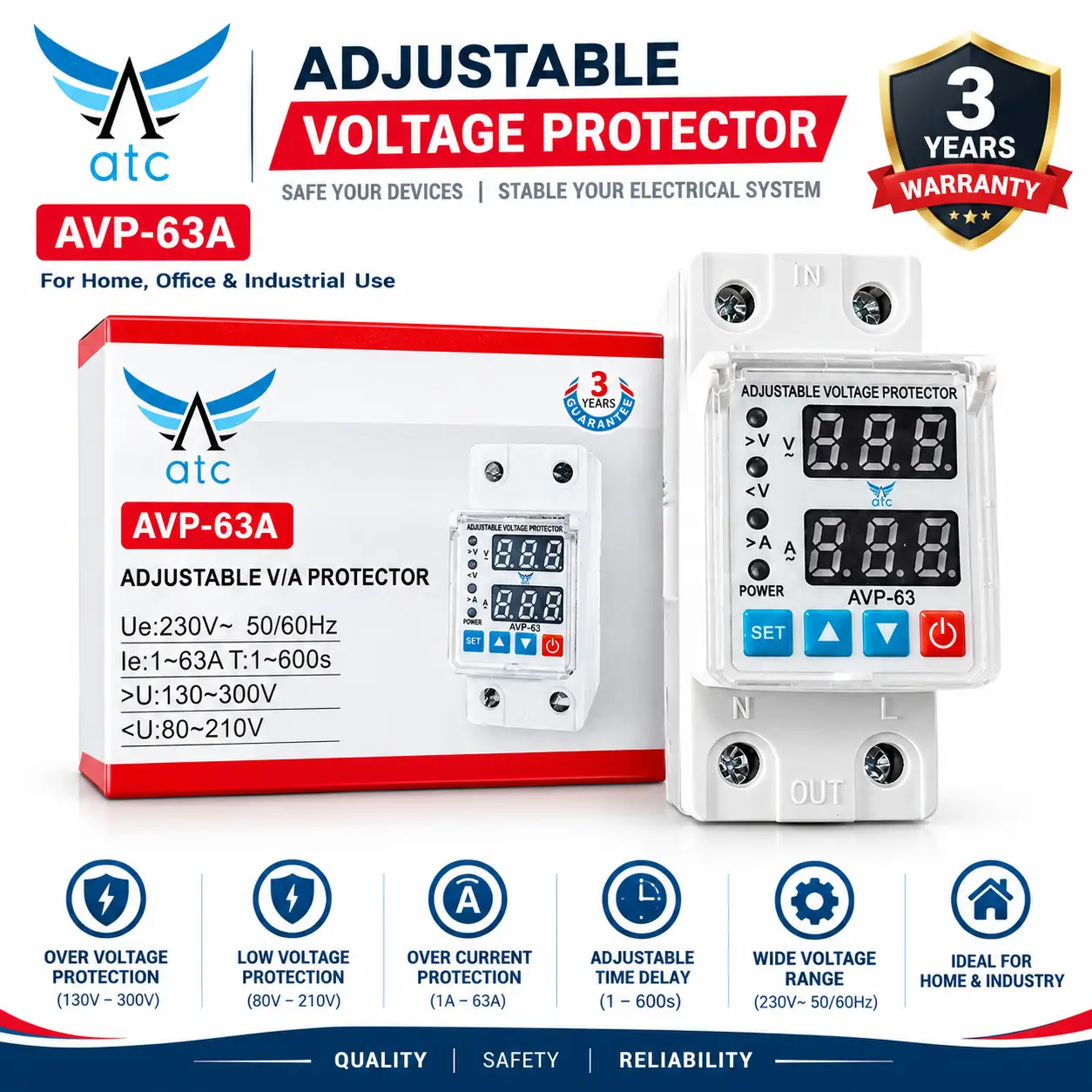 atc 63A Adjustable Voltage Protector