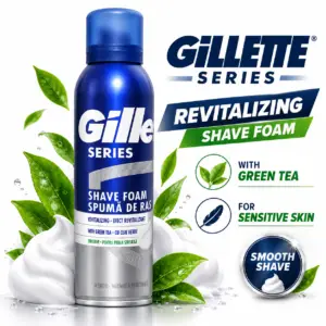 Gillette Series Shave Foam with Green Tea for Men – Revitalizing Shaving Foam for Sensitive Skin, Smooth Shaving Experience, Scented Personal Grooming Care