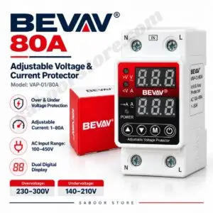 BEVAV 80A voltage protector VAP-01/80A with dual digital display and retail box